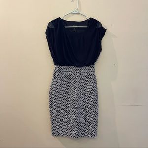 Enfocus Studio Black & White Patterned Cocktail Dress